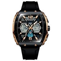 Relógio De Quartzo Esportivo Masculino Dual Display Led Digital A Prova D'água Dourado Rose - 1