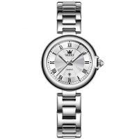 Relógio De Quartzo Feminino Design Fino Elegante Luminoso Em Aço Inoxidavel Branco Prata - 1