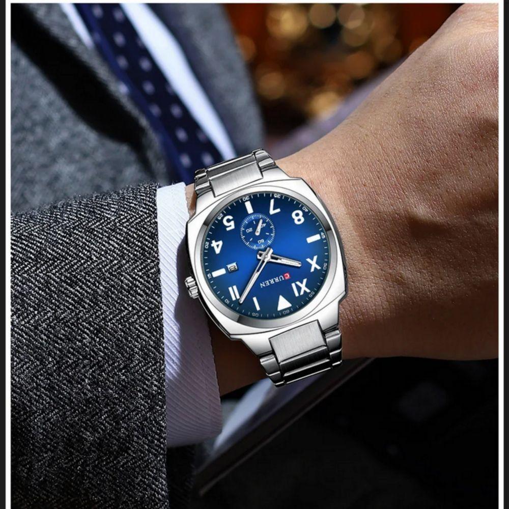 Relógio De Quartzo Masculino Esportivo Em Aço Inoxidável à Prova D´agua Azul - 3