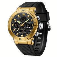 Relógio De Pulso Esportivo Masculino De Moda Com Display Duplo, Alarme Preto Dourado - 1