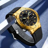 Relógio De Pulso Esportivo Masculino De Moda Com Display Duplo, Alarme Preto Dourado - 2