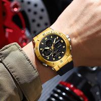 Relógio De Pulso Esportivo Masculino De Moda Com Display Duplo, Alarme Preto Dourado - 3