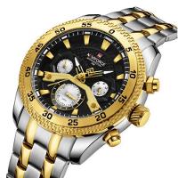 Relógio De Pulso Masculino Com Cronógrafo Mostrador Luminoso Impermeável Prata Dourado - 2