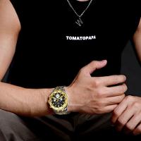 Relógio De Pulso Masculino Com Cronógrafo Mostrador Luminoso Impermeável Prata Dourado - 4