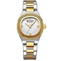Relógio Feminino Casual De Quartzo Com Strass Em Aço Inoxidavel Impermeavel 3atm Branco Dourado - 1