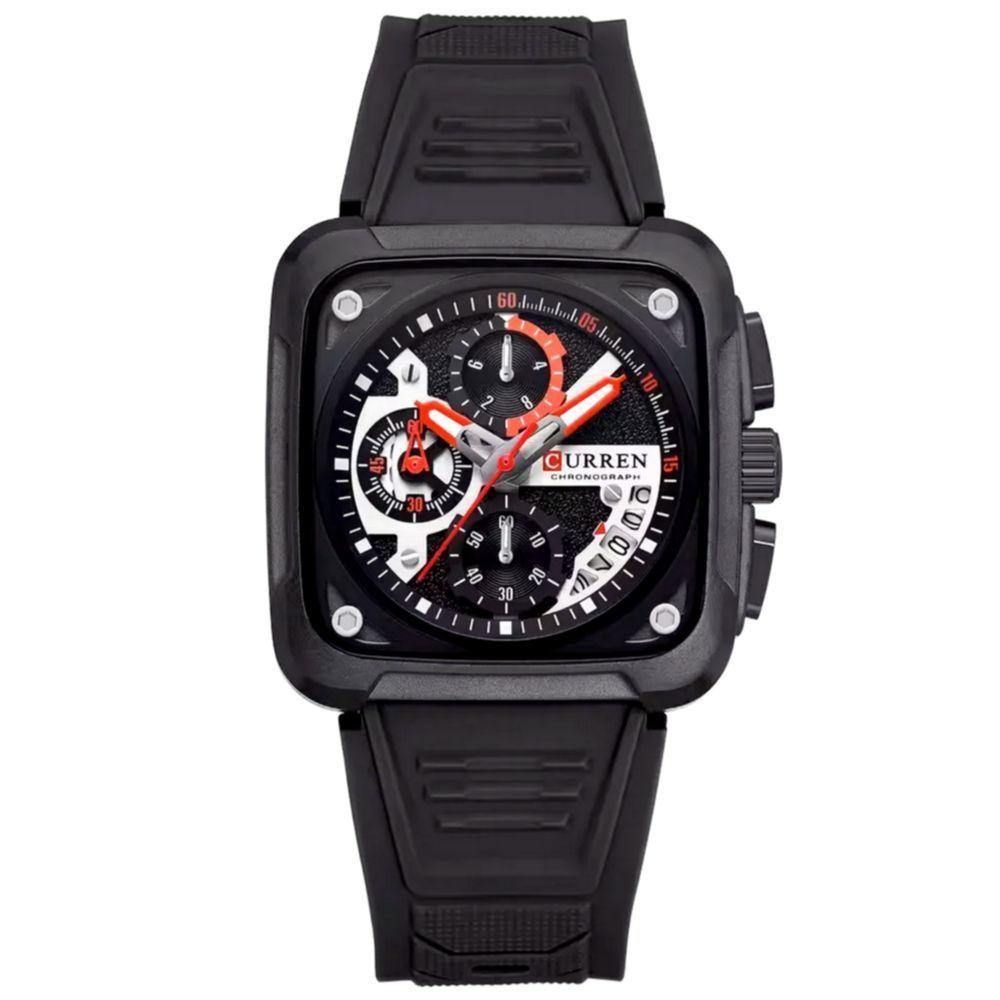 Relógio De Pulso Masculino Casual Pulseira De Silicone Impermeavel 3atm Preto - 1