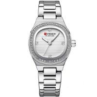 Relógio Feminino Casual De Quartzo Com Strass Em Aço Inoxidavel Impermeavel 3atm Branco Prata - 1