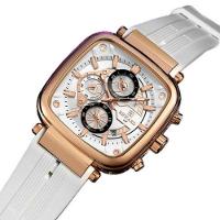 Relógio Masculino De Pulso Design Esportivo à Prova D´agua Branco Dourado - 3