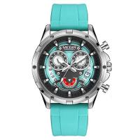Relógio De Quartzo Masculino Com Pulseira De Silicone Esportivo A Prova D´agua Azul Claro - 1