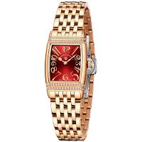 Relógio Feminino Quartzo Design Fino Elegante Com Strass Em Aço Inoxidavel Impermavel Vermelho Dourado - 1