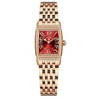 Relógio Feminino Quartzo Design Fino Elegante Com Strass Em Aço Inoxidavel Impermavel Vermelho Dourado - 2