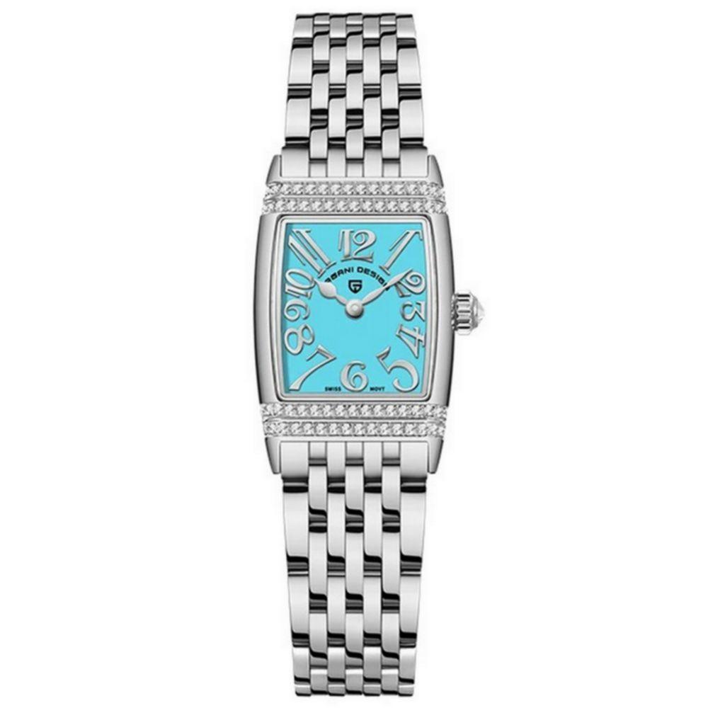 Relógio Feminino Quartzo Design Fino Elegante Com Strass Em Aço Inoxidavel Impermavel Azul Prata - 2