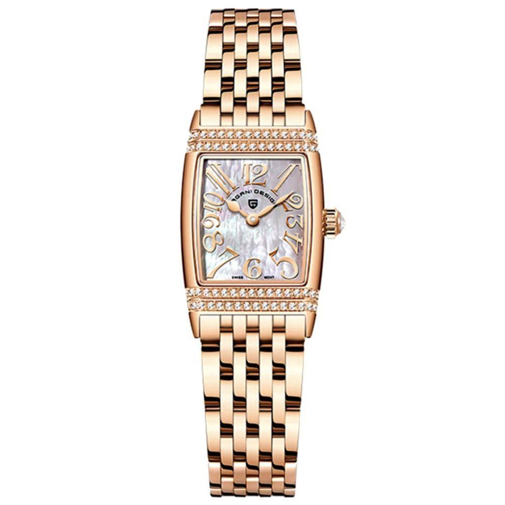Relógio Feminino Quartzo Design Fino Elegante Com Strass Em Aço Inoxidavel Impermavel Branco Dourado - 2