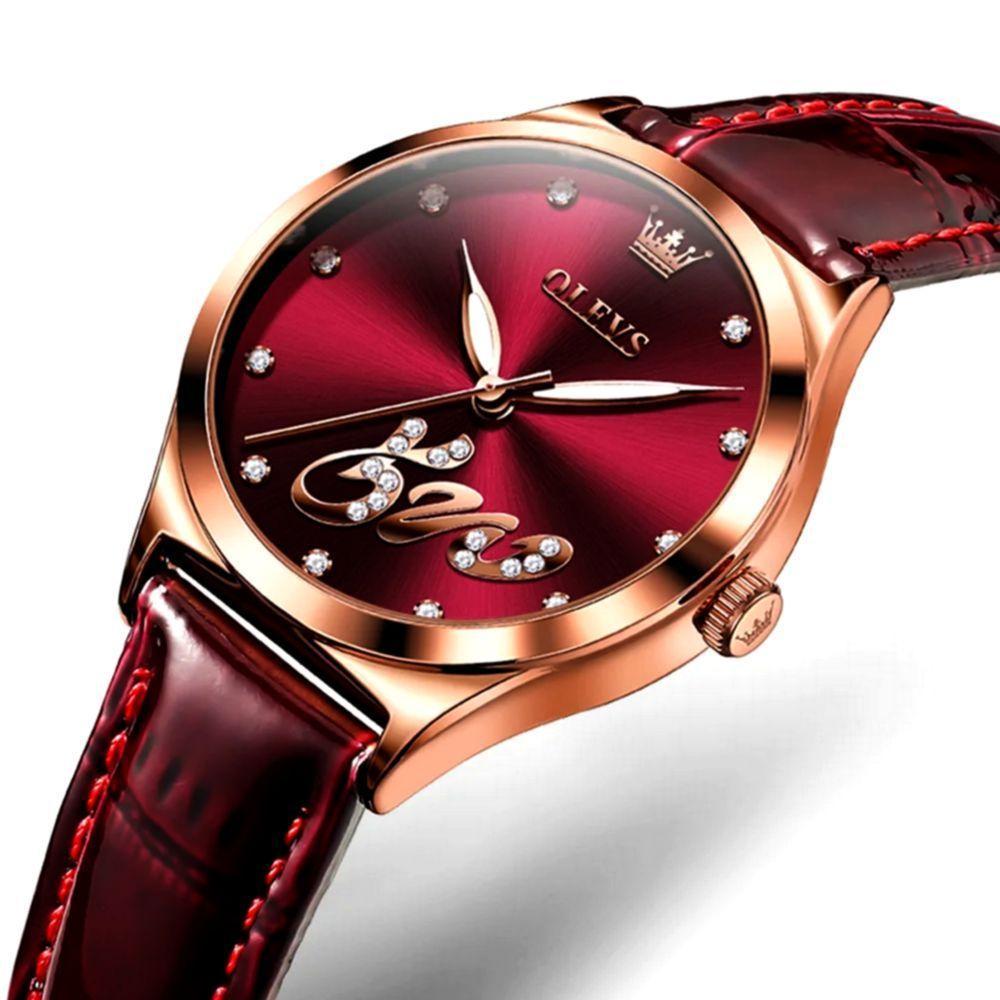 Relógio Feminino Intense Com Strass De Quartzo Impermeável 30m Vermelho Escuro - 2