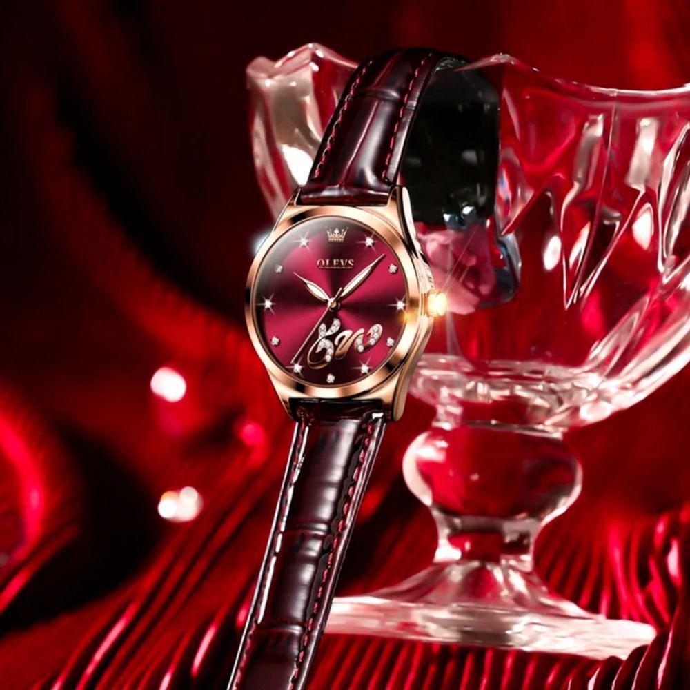 Relógio Feminino Intense Com Strass De Quartzo Impermeável 30m Vermelho Escuro - 4