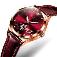 Relógio Feminino Intense Com Strass De Quartzo Impermeável 30m Vermelho Escuro - 2