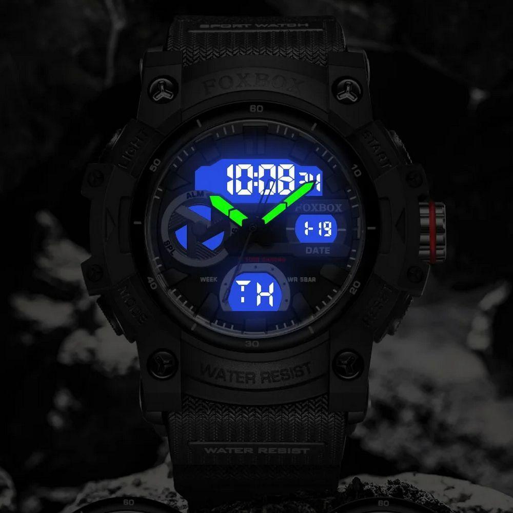 Relógio De Quartzo Masculino Esportivo Digital Led 5atm A Prova D´agua Verde - 2