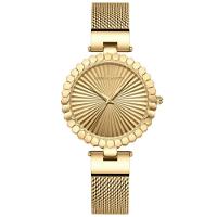 Relógio Feminino Movimento Quartzo Pulseira Em Malha De Aço Inoxidável Casual Dourado - 1