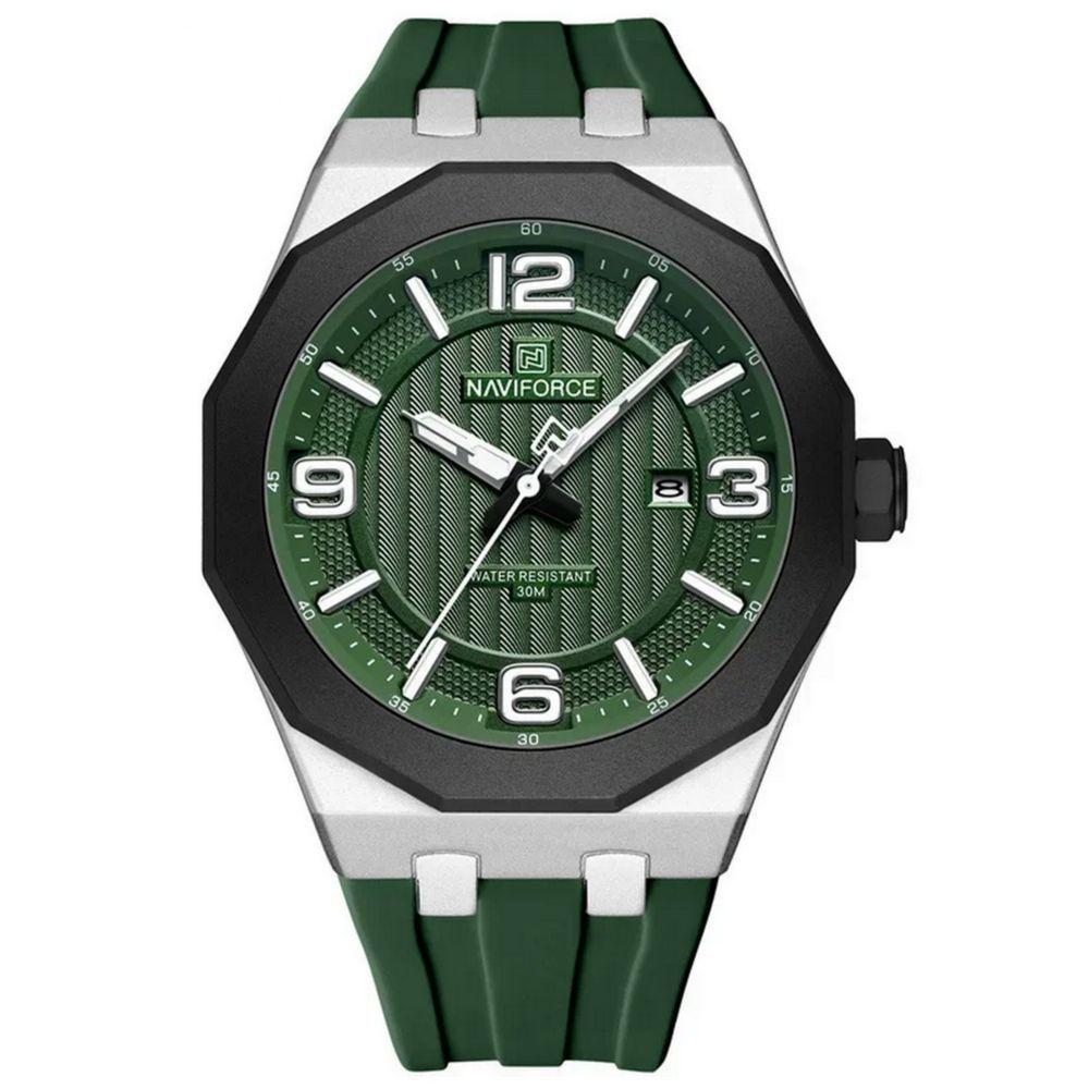 Relógio Para Homem Pulseira De Silicone 3atm Resistente à água Data Automática Verde - 1