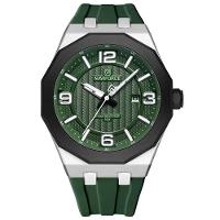 Relógio Para Homem Pulseira De Silicone 3atm Resistente à água Data Automática Verde - 1