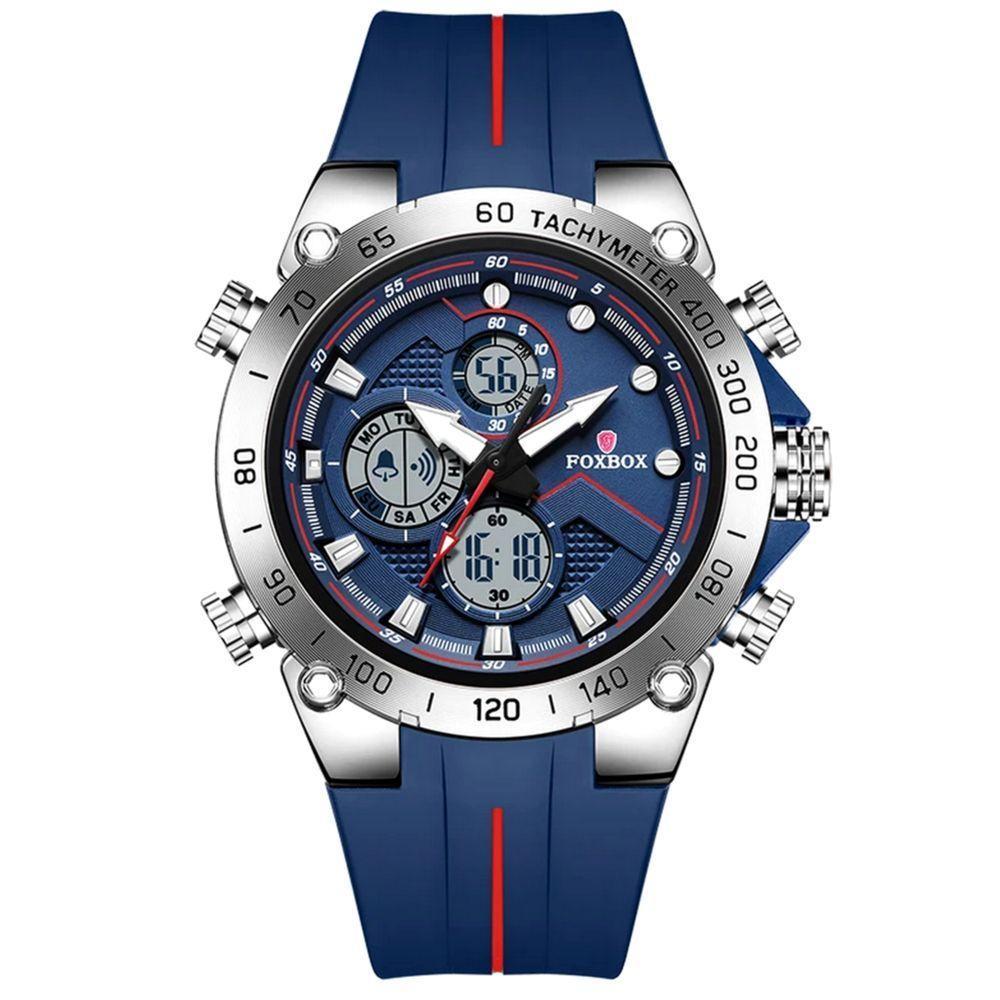 Relógio Masculino Militar Esportivo Dual Display A Prova D´agua Azul Prata - 1