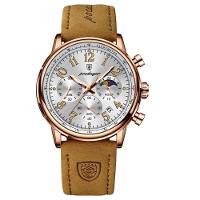 Relógio Esportivo Militar Masculino à Prova D'agua Quartzo Multifuncional Branco Dourado - 1