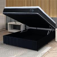 Cama Box Baú Casal Colchão Com Molas Ensacadas City Pillow Top 138x188x64cm Hellen Preto/branco - 3