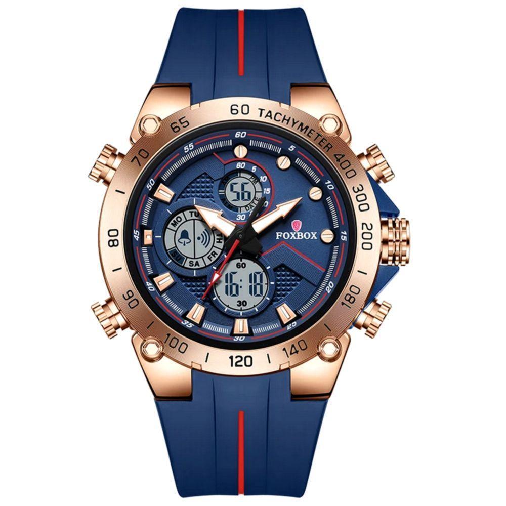 Relógio Masculino Militar Esportivo Dual Display A Prova D´agua Azul Dourado - 1