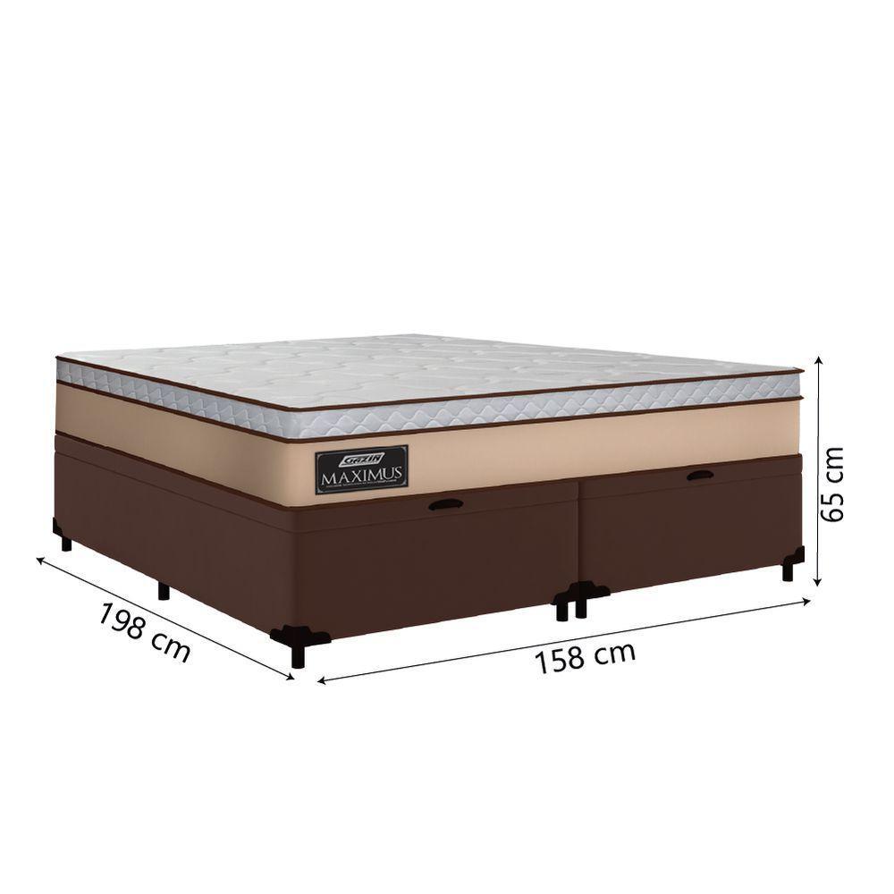 Cama Box Baú Casal Queen Gazin Colchão Molas Ensacadas 158x198x65cm Maximus Bege/marrom - 2