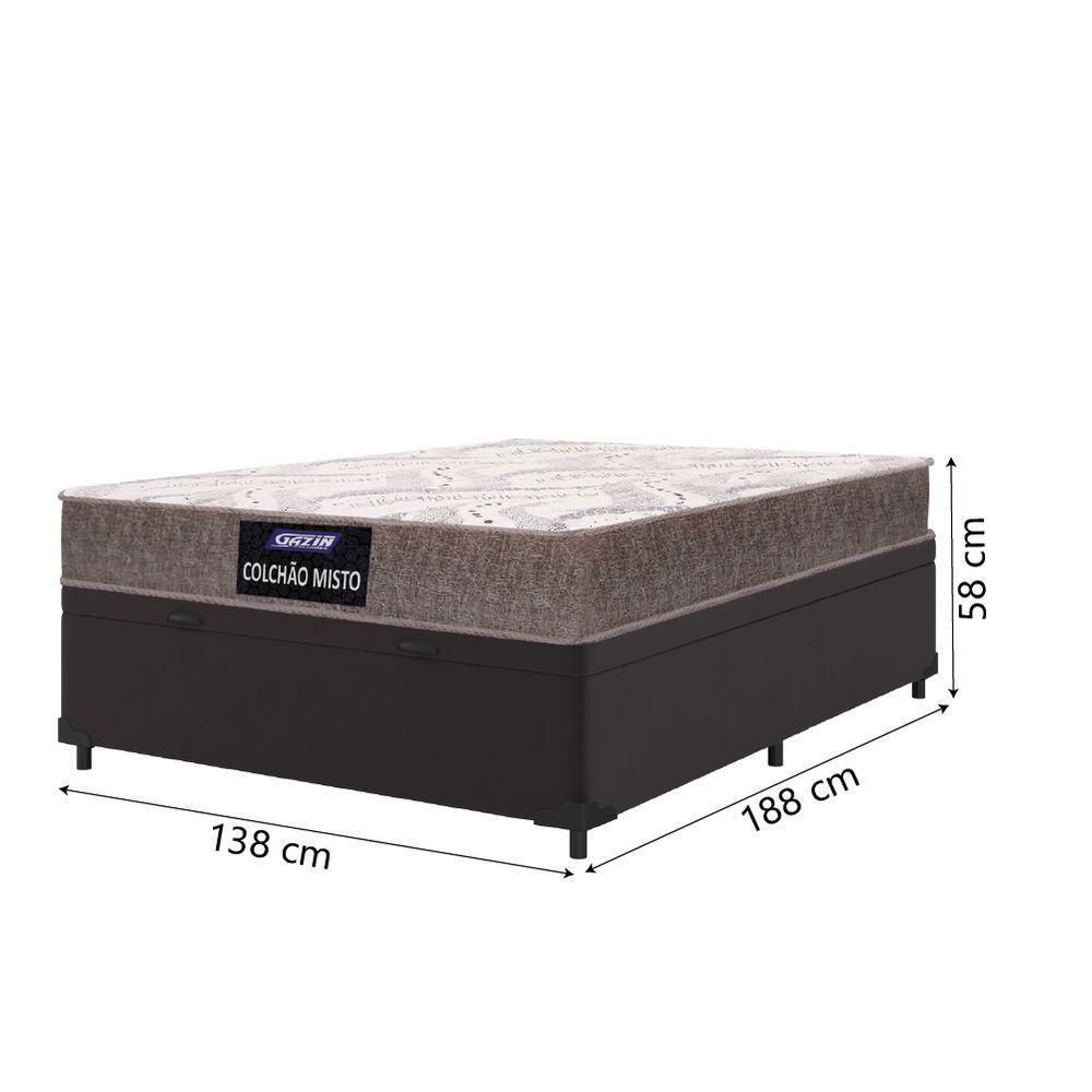 Cama Box Baú Casal Gazin Colchão Com Espuma 138x188x58cm Camboriú Marrom - 2