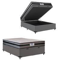 Cama Box Baú Casal Gazin Colchão Com Molas Ensacadas Vibe 138x188x63cm Cinza/preto - 1