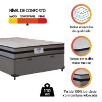 Cama Box Baú Casal Gazin Colchão Com Molas Ensacadas Vibe 138x188x63cm Cinza/preto - 4