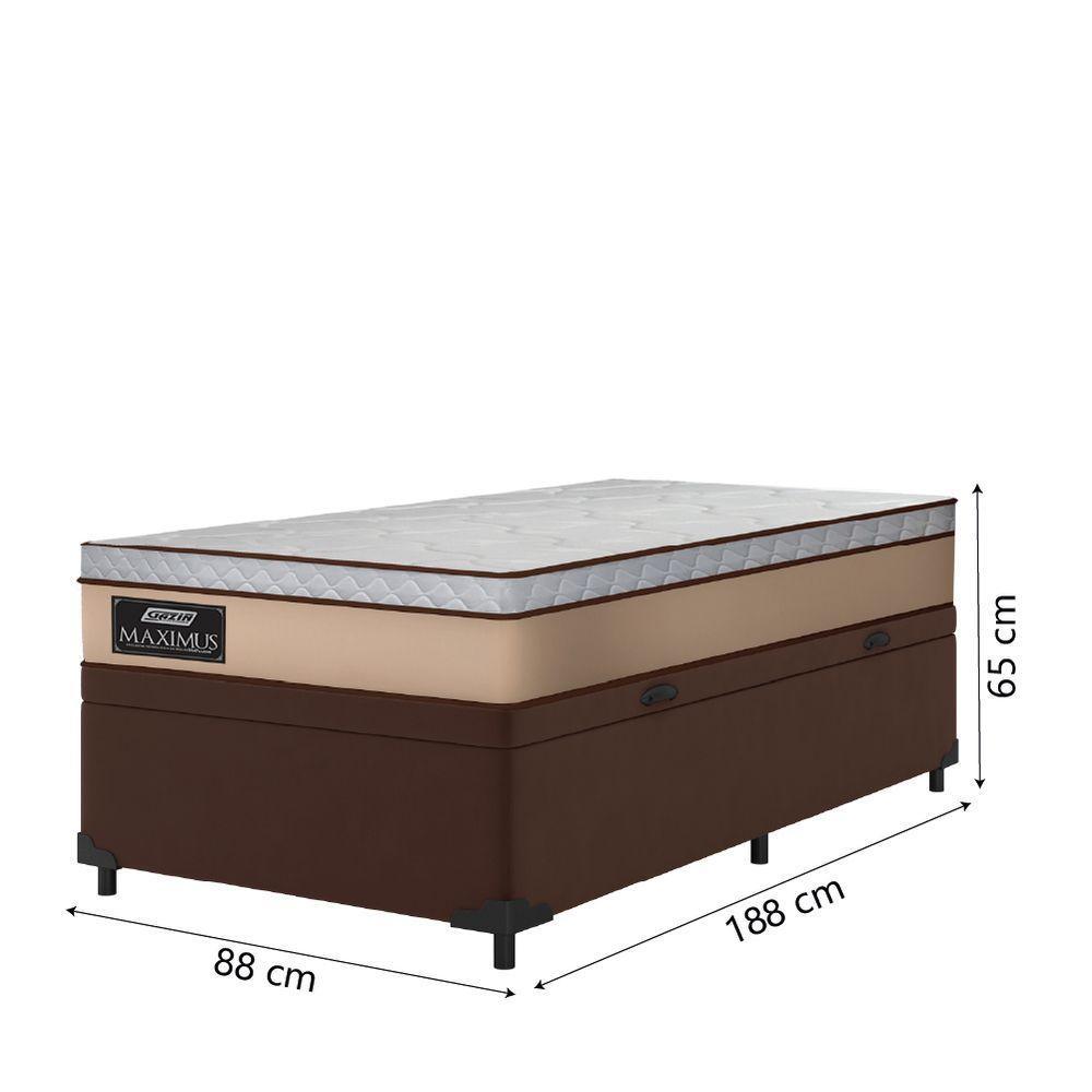 Cama Box Baú Solteiro Gazin Colchão Molas Ensacadas 88x188x65cm Maximus Bege/marrom - 2