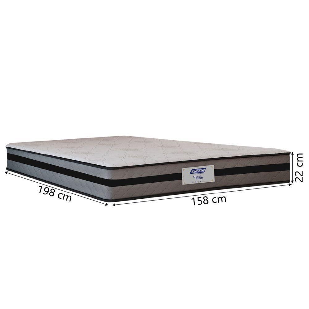 Cama Box Baú Casal Queen Colchão Gazin Com Molas Ensacadas Vibe 158x198x63cm Cinza/preto - 3