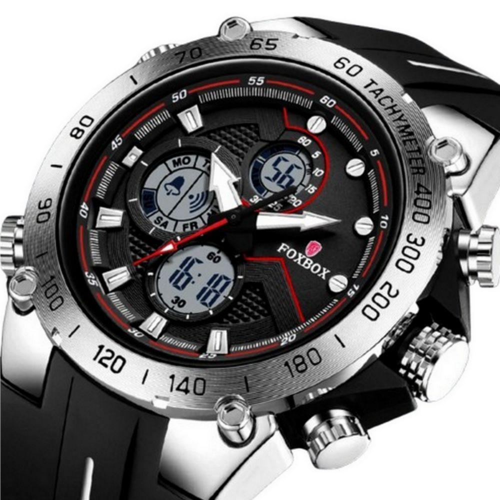 Relógio Masculino Militar Esportivo Dual Display A Prova D´agua Preto Prata - 2