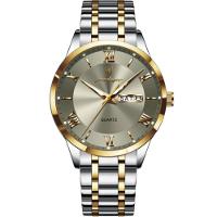 Relógio Masculino Analógico Quartzo á Prova D´agua Em Aço Inoxidável Cinza Dourado - 1