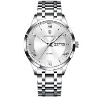 Relógio Masculino Analógico Quartzo á Prova D´agua Em Aço Inoxidável Branco - 1