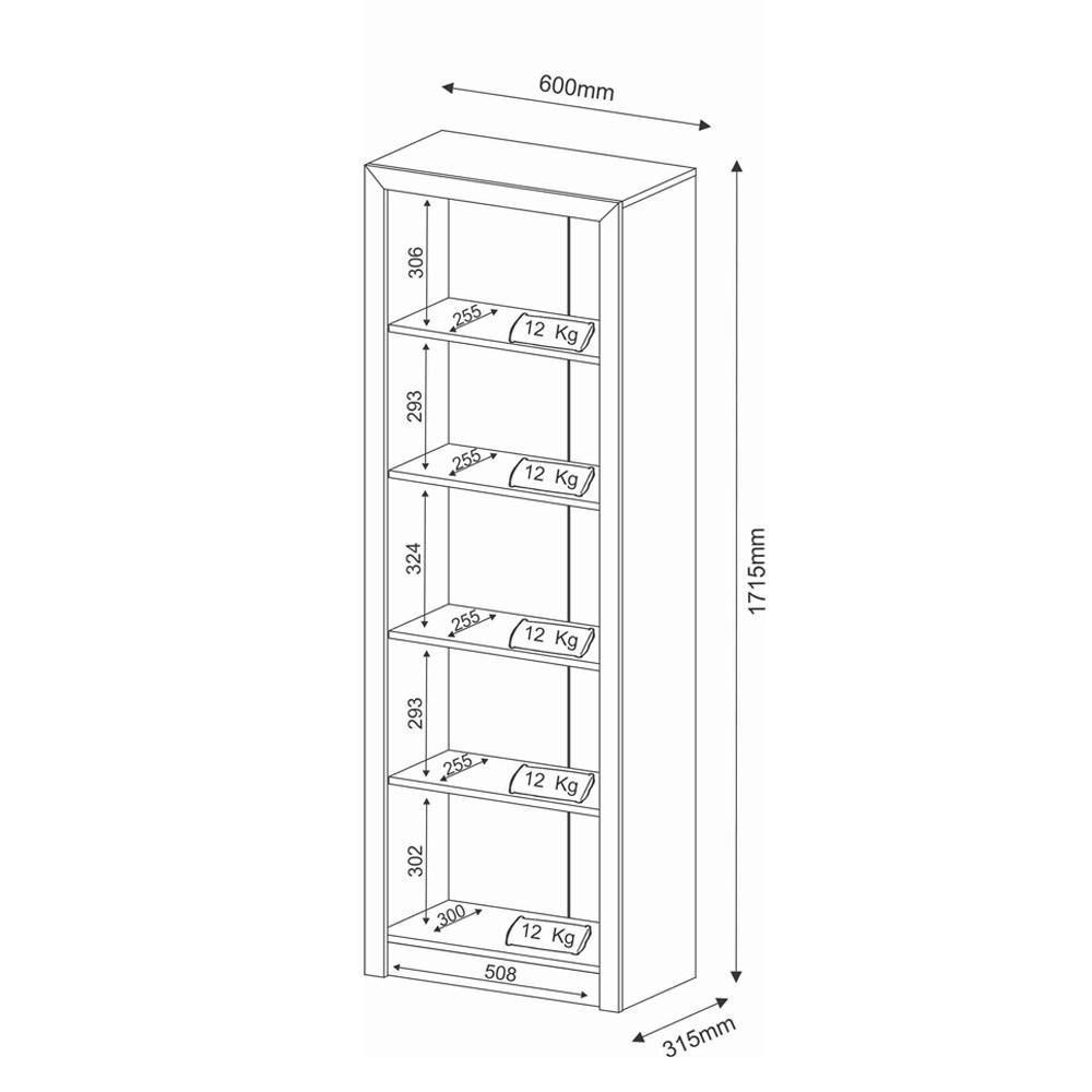 Estante Livreiro Multiuso 4 Prateleiras Me4104 Rústico - Tecno Mobili - 5