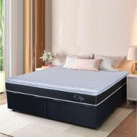 Cama Box Baú Casal Queen Colchão C/ Molas Ensacadas City Pillow Top 158x198x64cm Hellen Preto/branco - 2