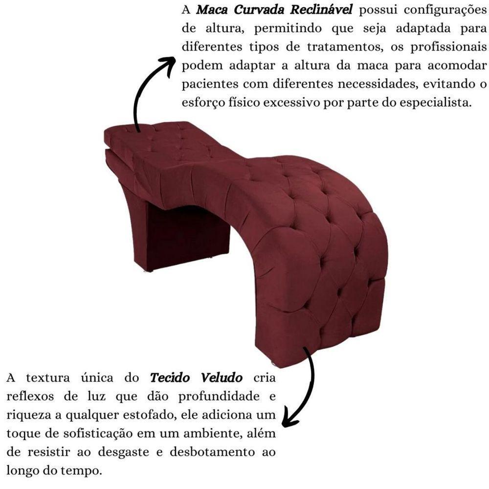 Maca Estofada Reclinável Sobrancelha Cílios Veludo Jade Bordô - 5