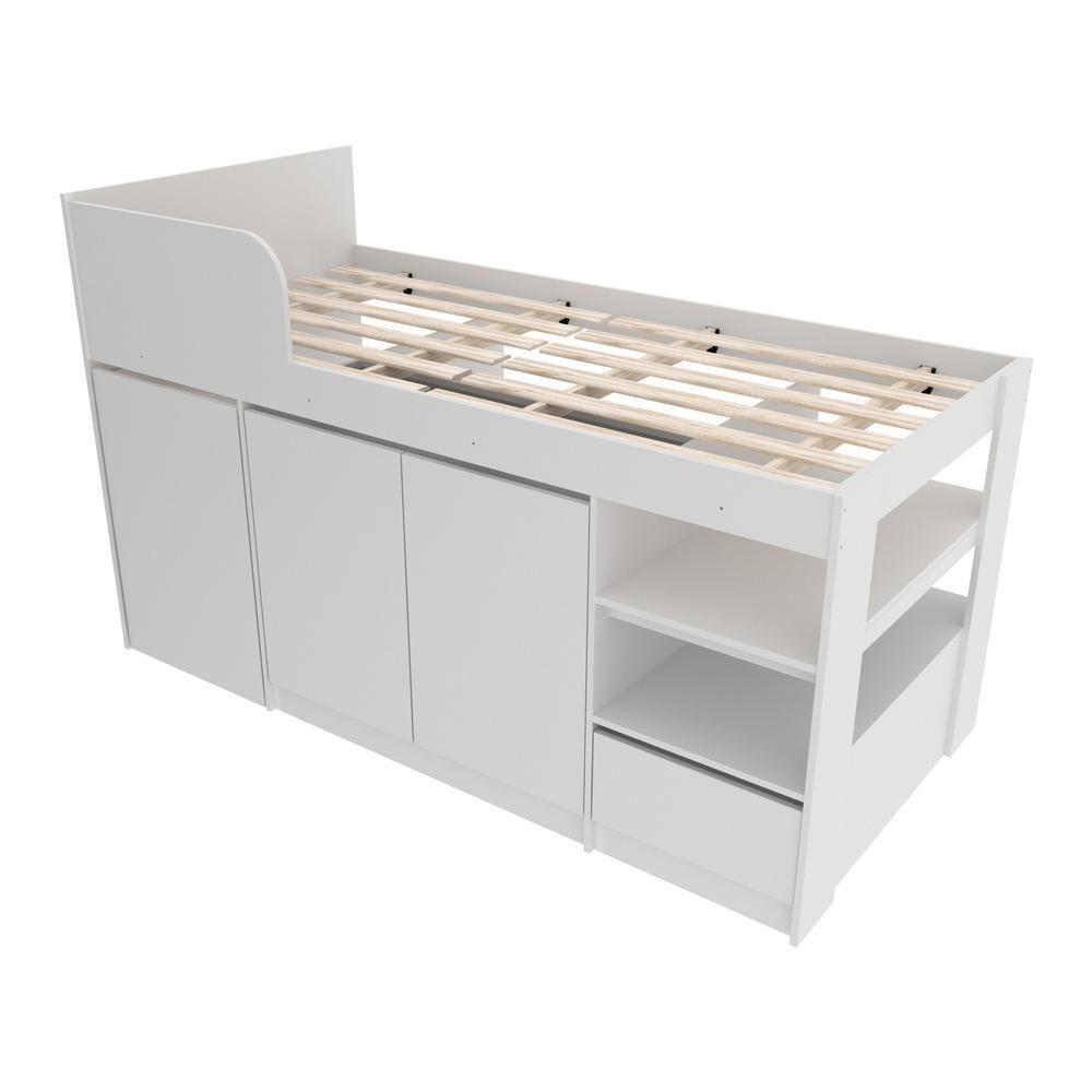 Cama Solteiro Com Escrivaninha Para Colchão 88 X 188Cm Multimóveis Vcr35067 Branco Branco - 3