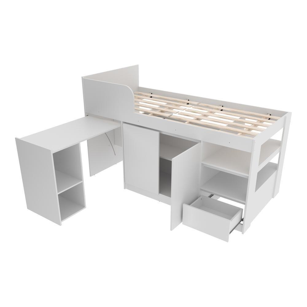 Cama Solteiro Com Escrivaninha Para Colchão 88 X 188Cm Multimóveis Vcr35067 Branco Branco - 4