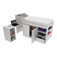 Cama Solteiro Com Escrivaninha Para Colchão 88 X 188Cm Multimóveis Vcr35067 Branco Branco - 1