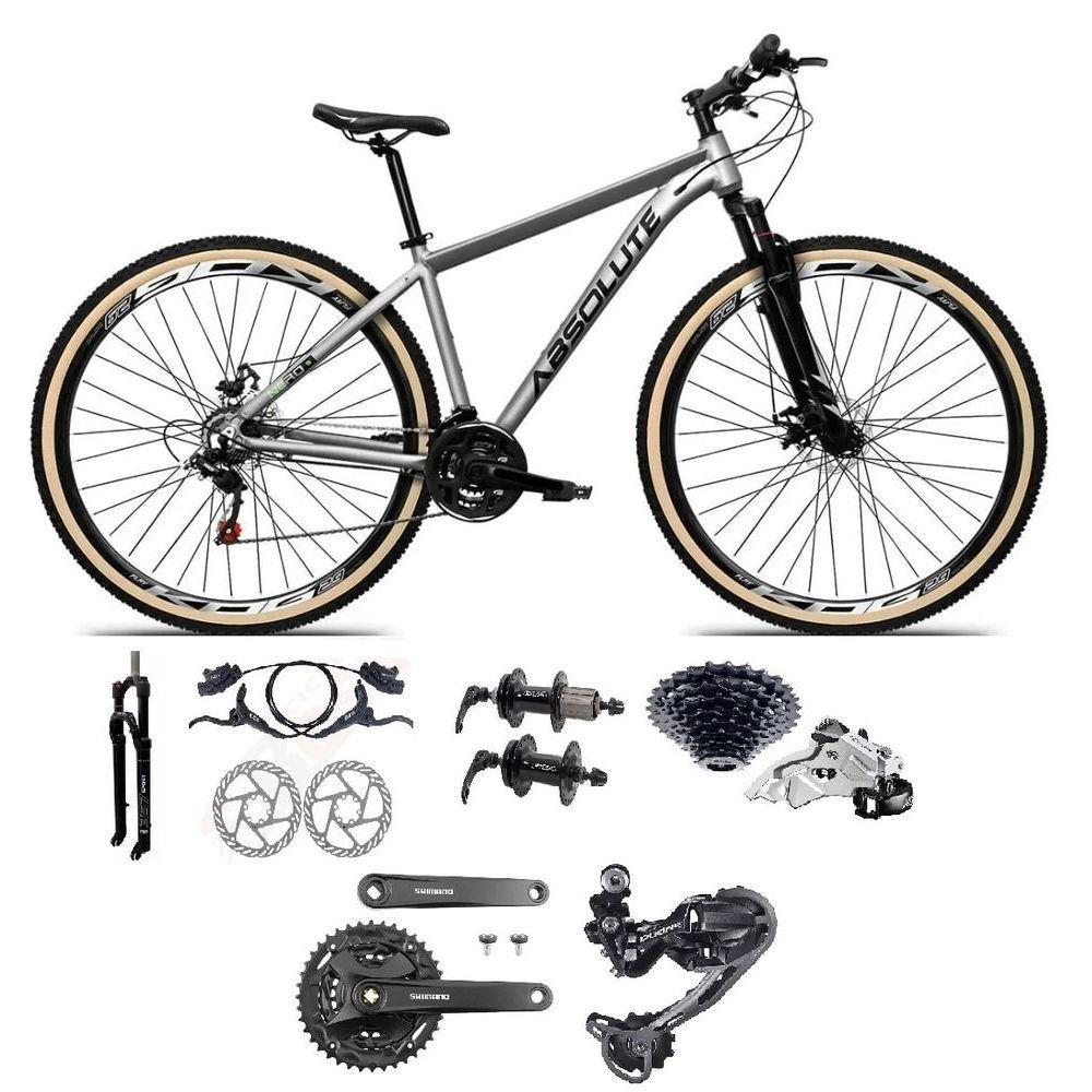 Bicicleta Aro 29 Absolute Nero 5 Câmbios Shimano Deore/altus 27v Freio A Oléo Garfo C/trava Pneu C/faixa -cinza Tam.19 - 1