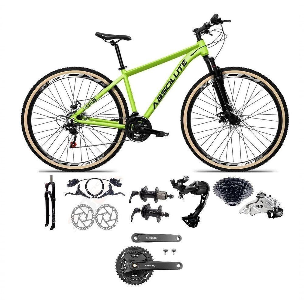 Bicicleta Aro 29 Absolute Nero 5 Câmbios Shimano Alívio/altus 27v Freio A Oléo Garfo Trava Pneu C/faixa -verde Tam.19 - 1