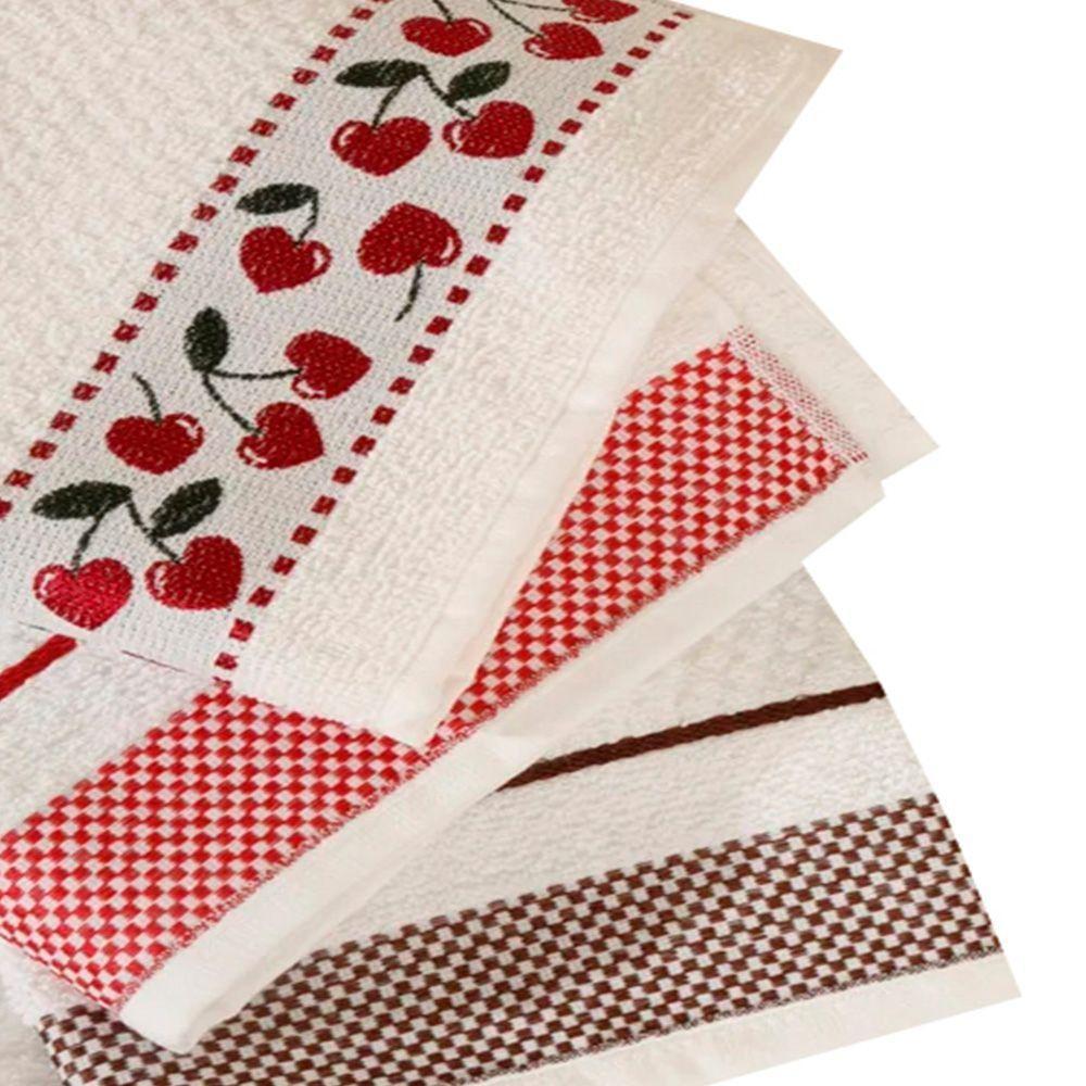 Kit Pano De Copa Lmpeter Atoalhado Com Barra Decorada Jacquard 45cmx70cm(09 Unidade)branco - 6