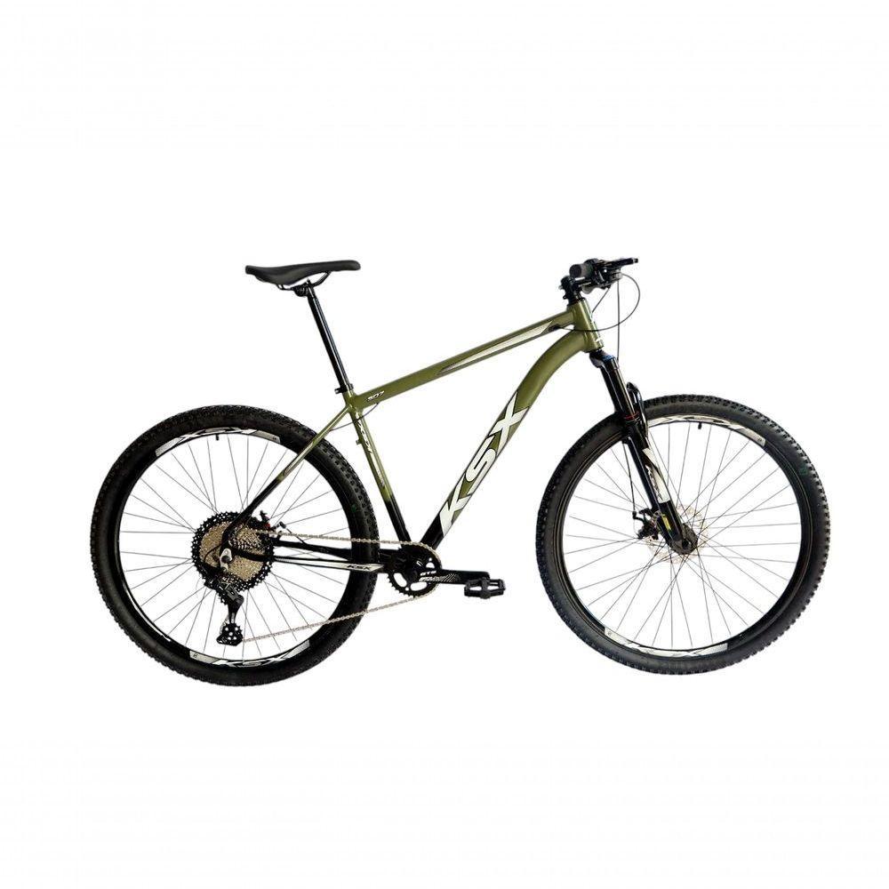 Bicicleta Aro 29 Ksx Sd7 12v Garfo Com Trava K7 11/50 Freios Hidráulicos Kit 1x12 - Preto/verde Militar Tam. 19 - 1