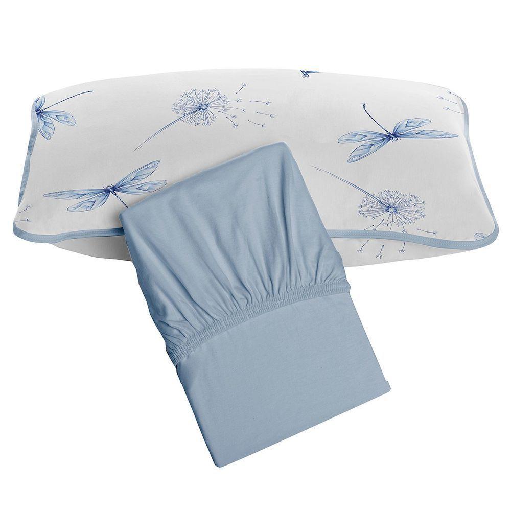 Jogo De Cama Tecebem Solteiro Malha 100% Algodão Karen 2 Peças Premium Azul - 1