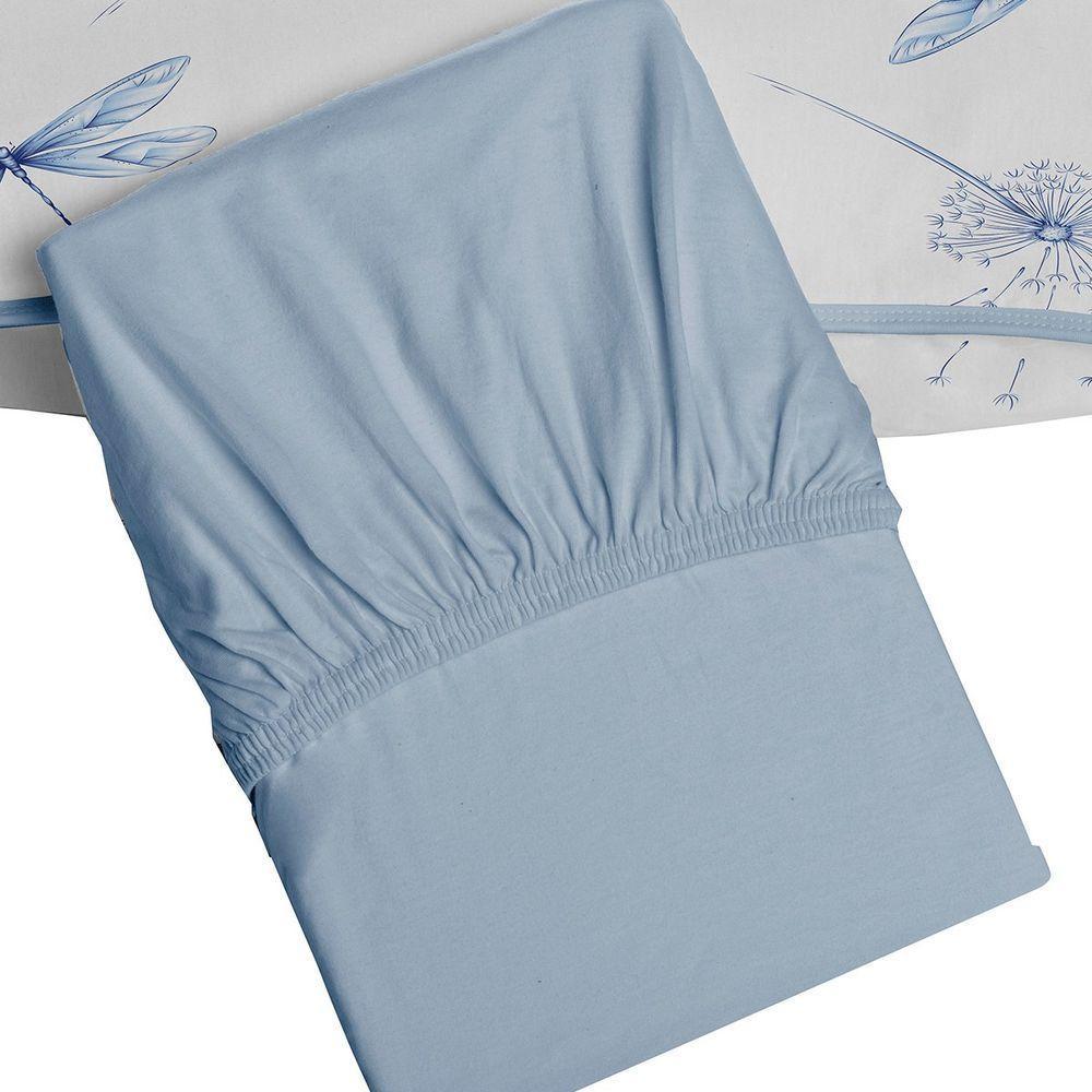 Jogo De Cama Tecebem Solteiro Malha 100% Algodão Karen 2 Peças Premium Azul - 3