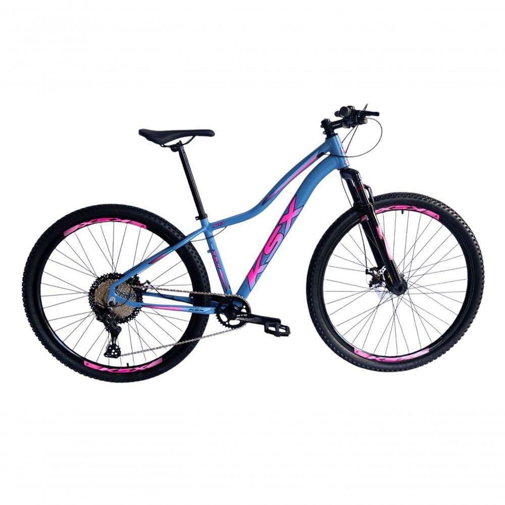 Bicicleta Aro 29 Ksx Sd7 Feminina 12v Garfo Com Trava K7 11/50 Freios Hidráulicos Kit 1x12 - Azul/rosa Tam. 15 - 1